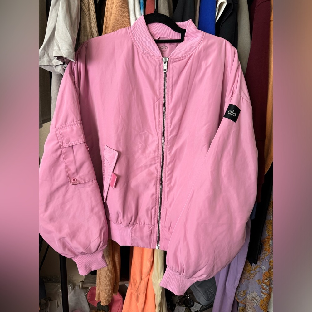 SOLD alo yoga “it girl” bomber jacket - PINK RARE